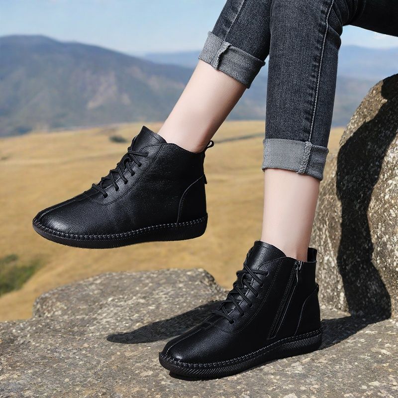 Lightweight Short Flat Chelsea Winter Fleece-lined Boots