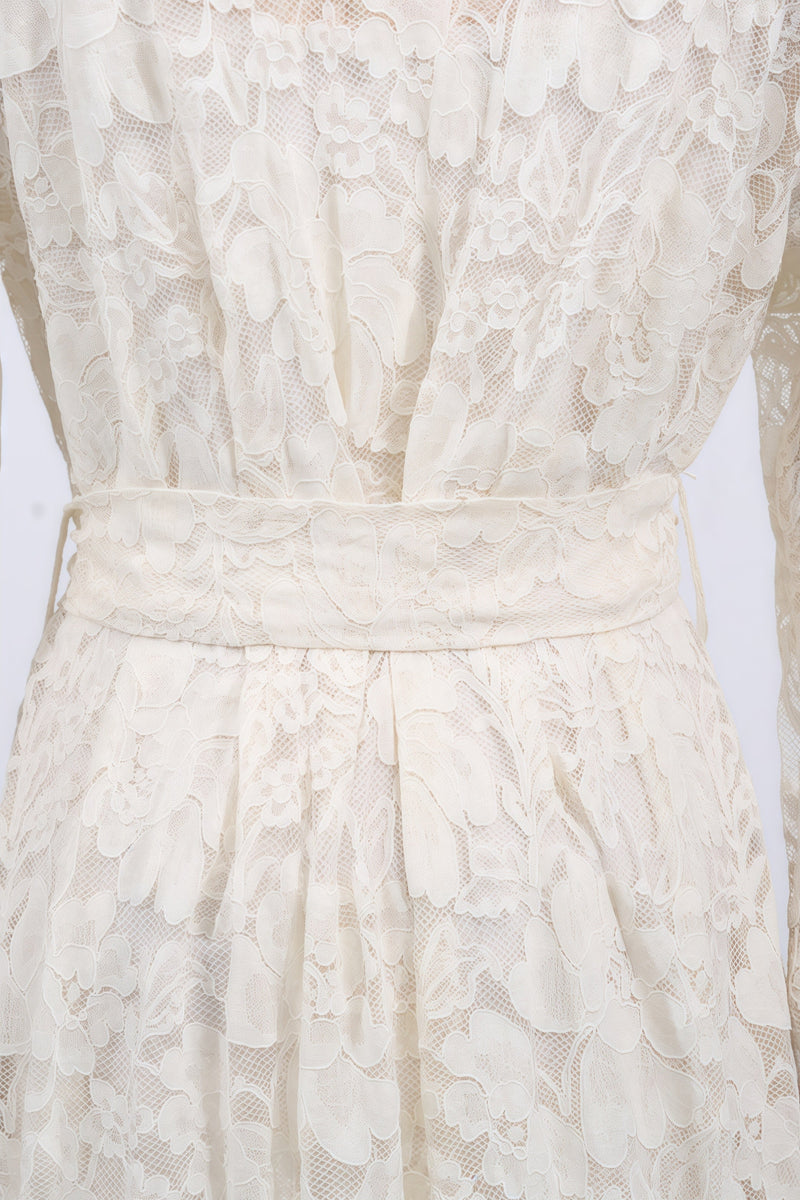 Melis Pleated Corded Lace Midi Dress