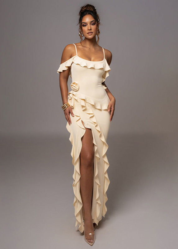 Flamenco Ruffle Maxi Dress – Off-shoulder Evening Gown