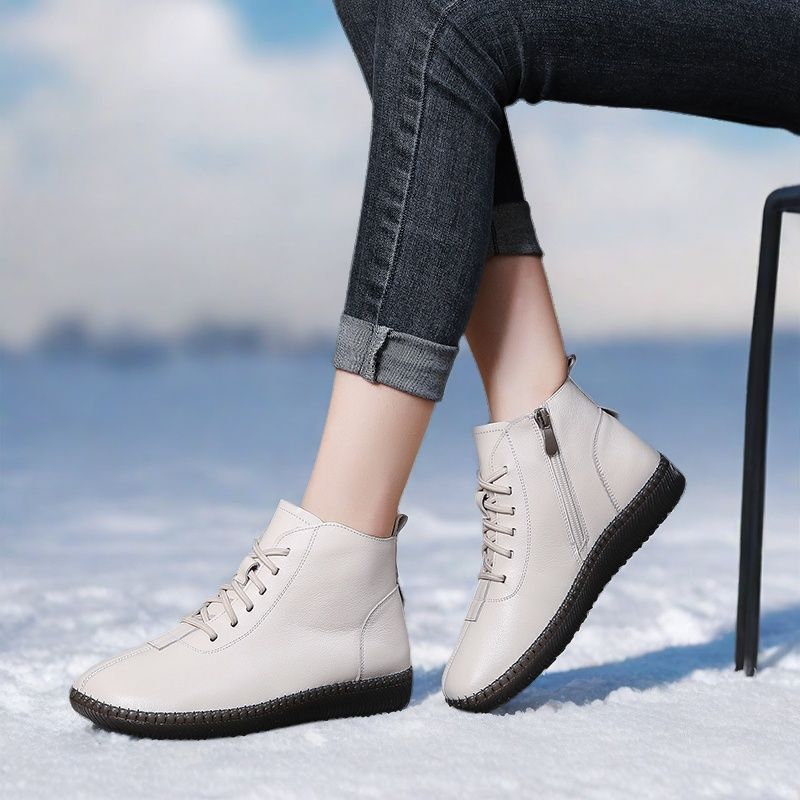 Lightweight Short Flat Chelsea Winter Fleece-lined Boots