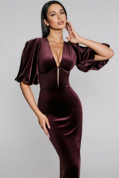 Ryla Burgundy Backless Maxi Dress