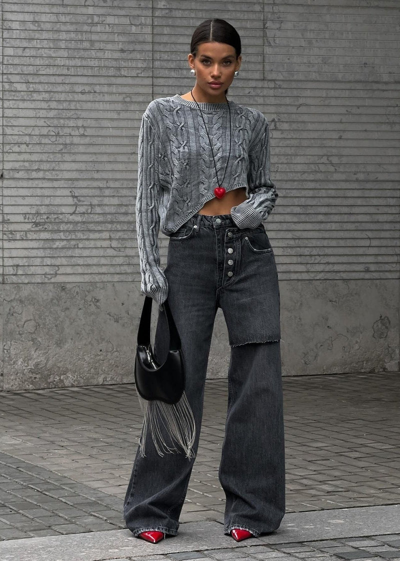 Harper Cropped Cable-knit Sweater