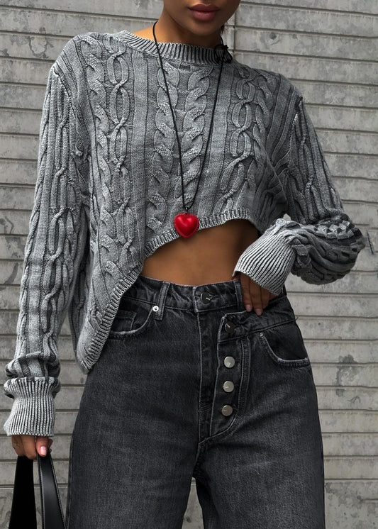 Harper Cropped Cable-knit Sweater