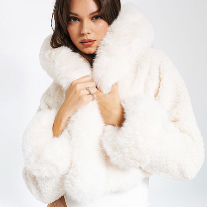 Thickened Fur Collar Cropped Coat