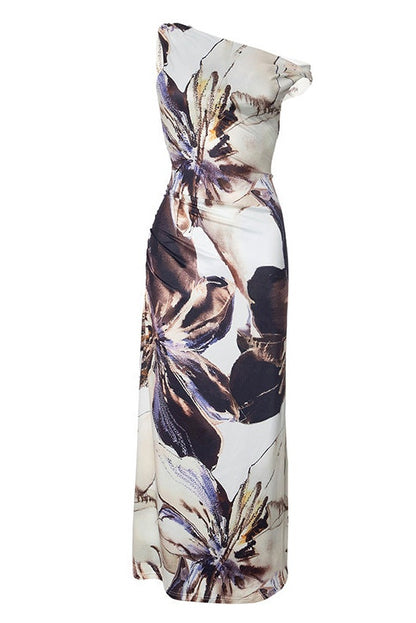 Virginia Asymmetrical Print Maxi Dress