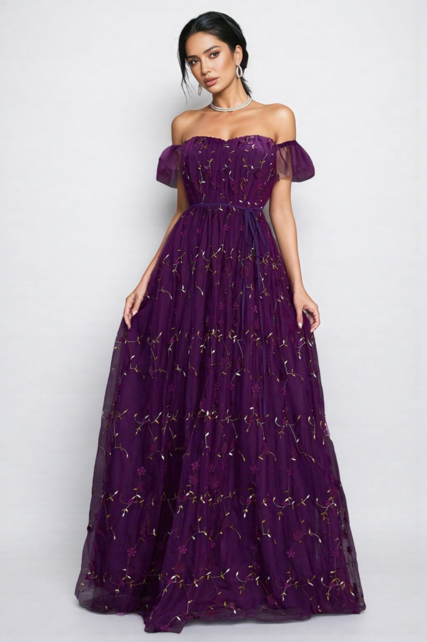 Vesper Purple One Shoulder Maxi Dress