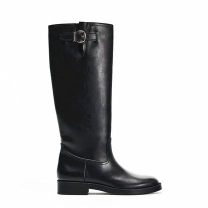 Buckle Decoration Chunky Pantyhose Round Head Thick Bottom Below Boots