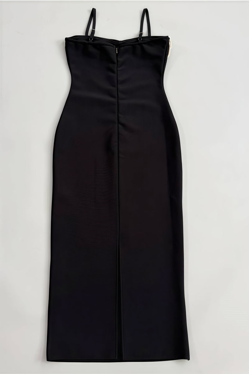 Zoratd Black Strapless Lace Bandage Midi Dress