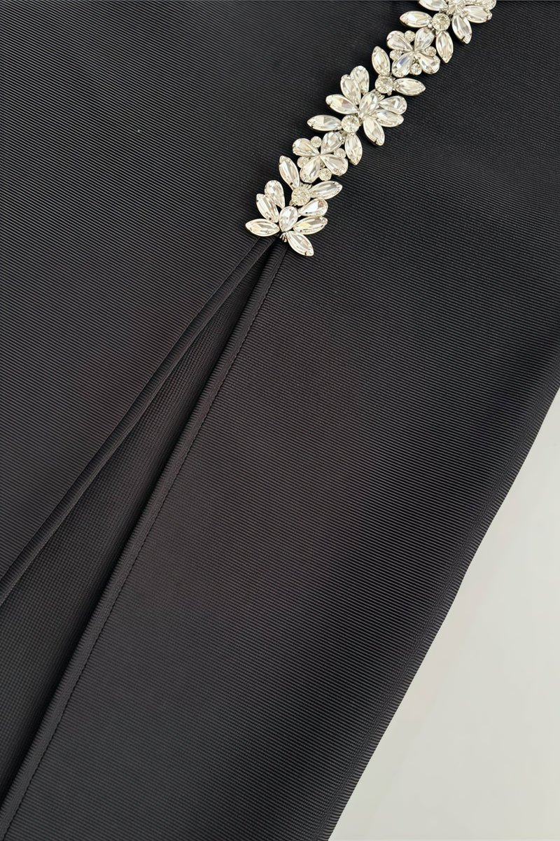 Willd Single Shoulder Studded Slit Maxi Dress