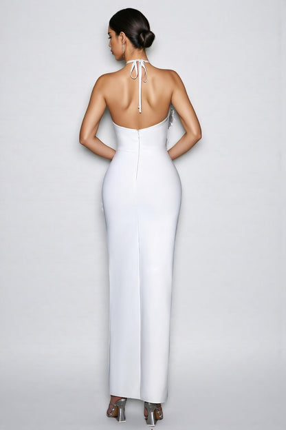 Yeney White 3d Bandage Maxi Dress