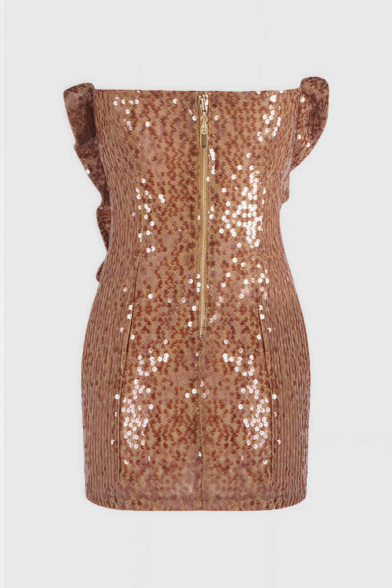 Jovilk Sequin 3d Flower Ruffled Mini Dress