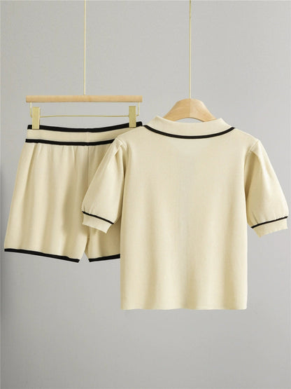 Apricot – Short Cardigan Two-piece Set