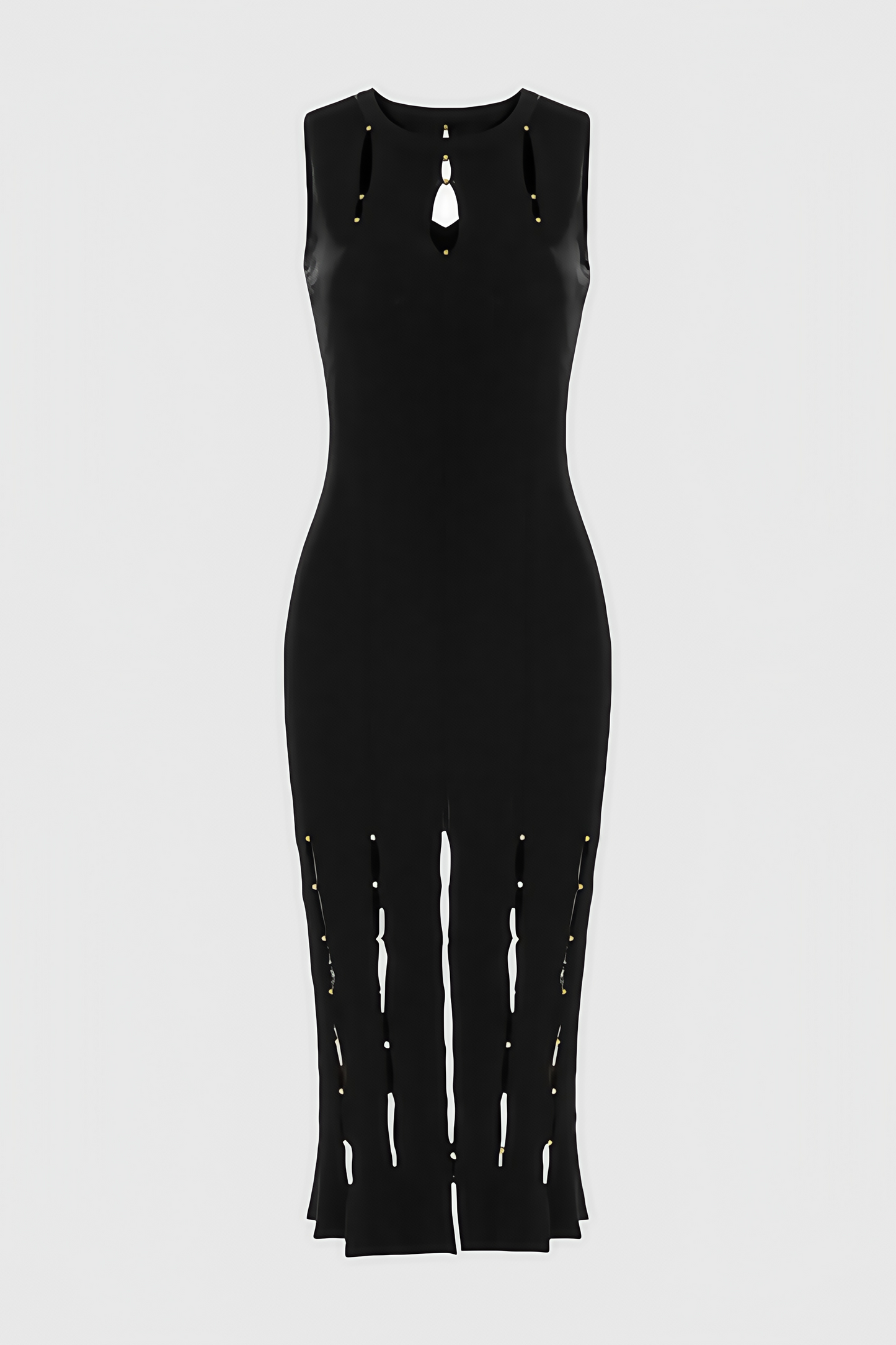 Breclk Beaded Openwork Sleeveless Midi Dress