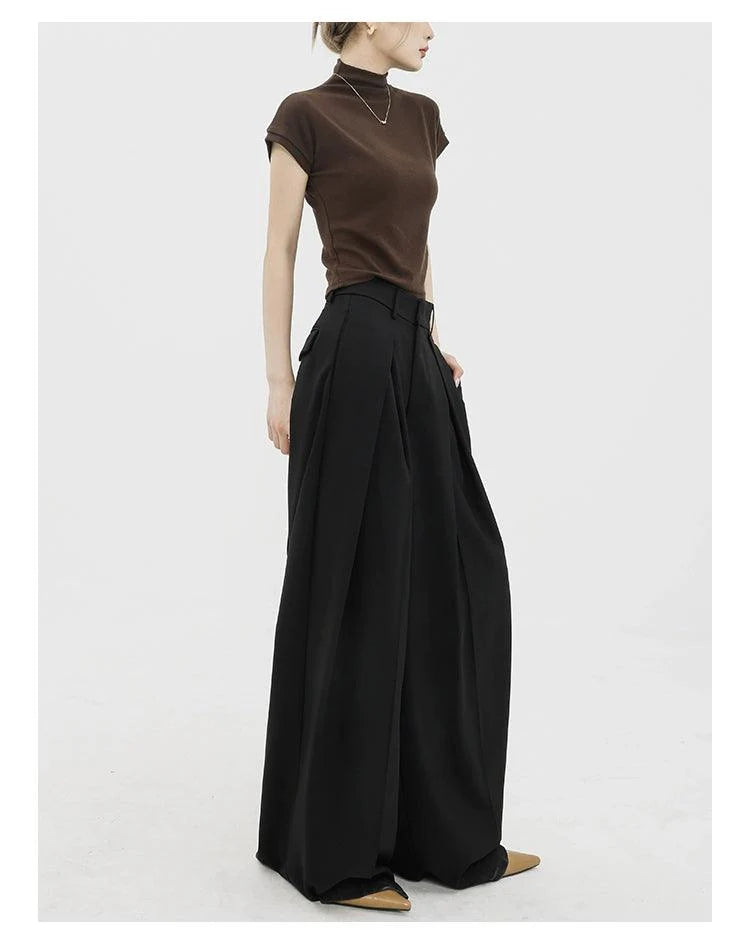 Dramatic Noir Wide-leg Palazzo Pants