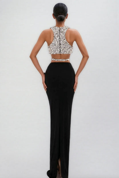 Zev Diamond Vest Maxi Dress Set