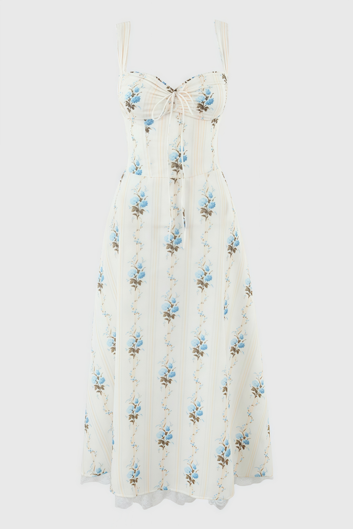 Ariaf Print Cotton Corset Midi Dress