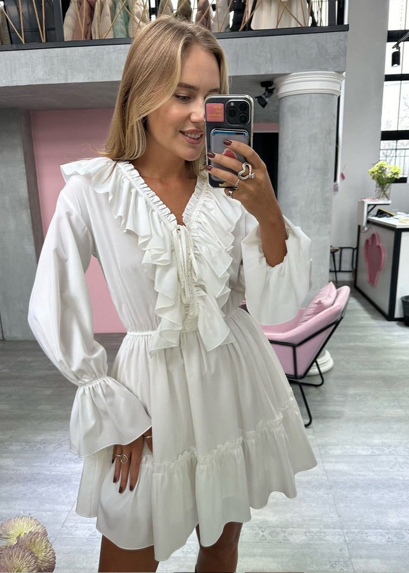 Ruffled A-line Dress - Timeless Elegance