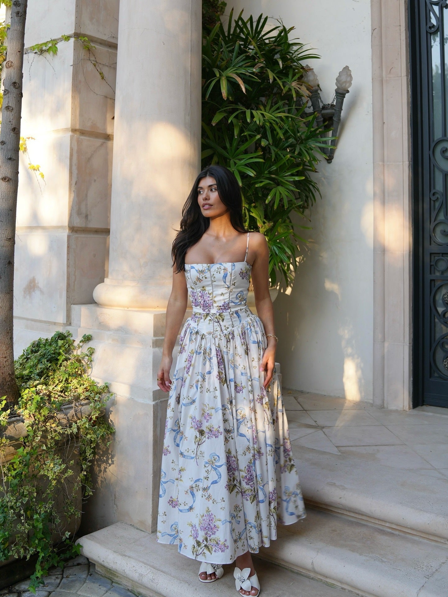 Lilac Gardenia – Strapless Corset Maxi Dress