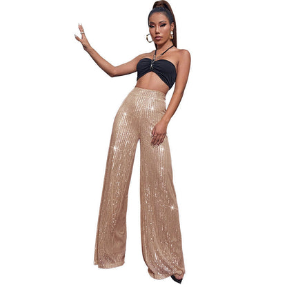 Sequined Loose Drape Pants