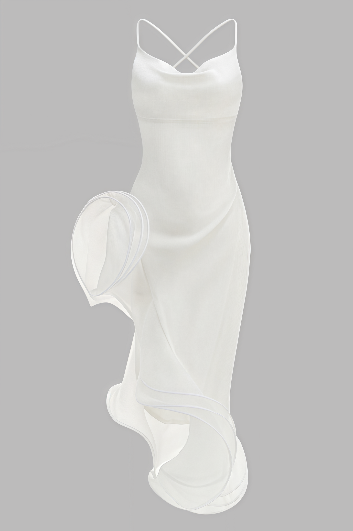 Valelk White Halter Ruffle Maxi Dress