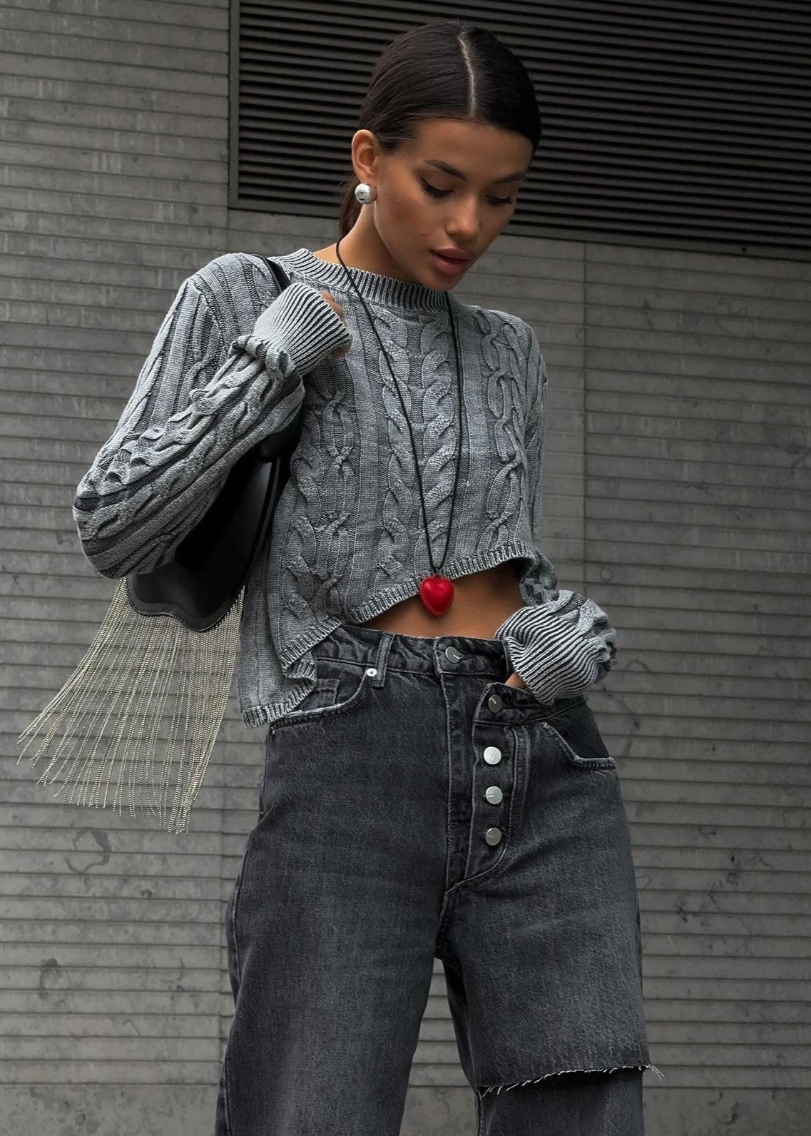 Harper Cropped Cable-knit Sweater