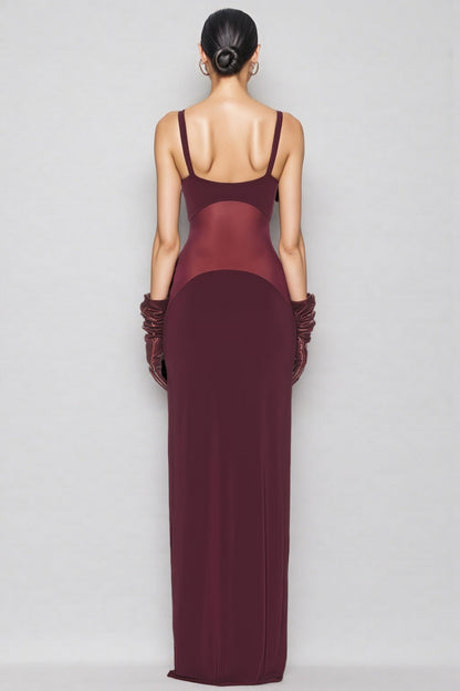 Eirand Red Halter Mesh Maxi Dress