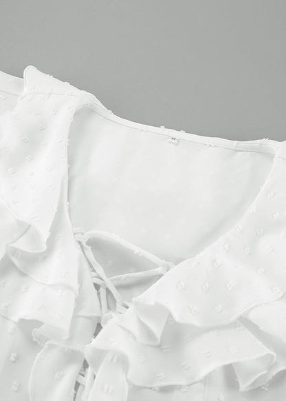 Delphine - Ruffled Lace-up Blouse