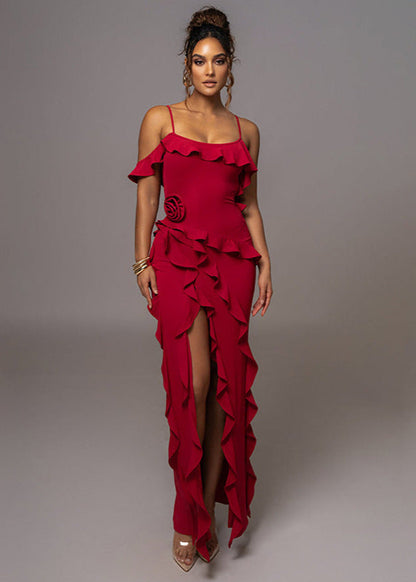 Flamenco Ruffle Maxi Dress – Off-shoulder Evening Gown