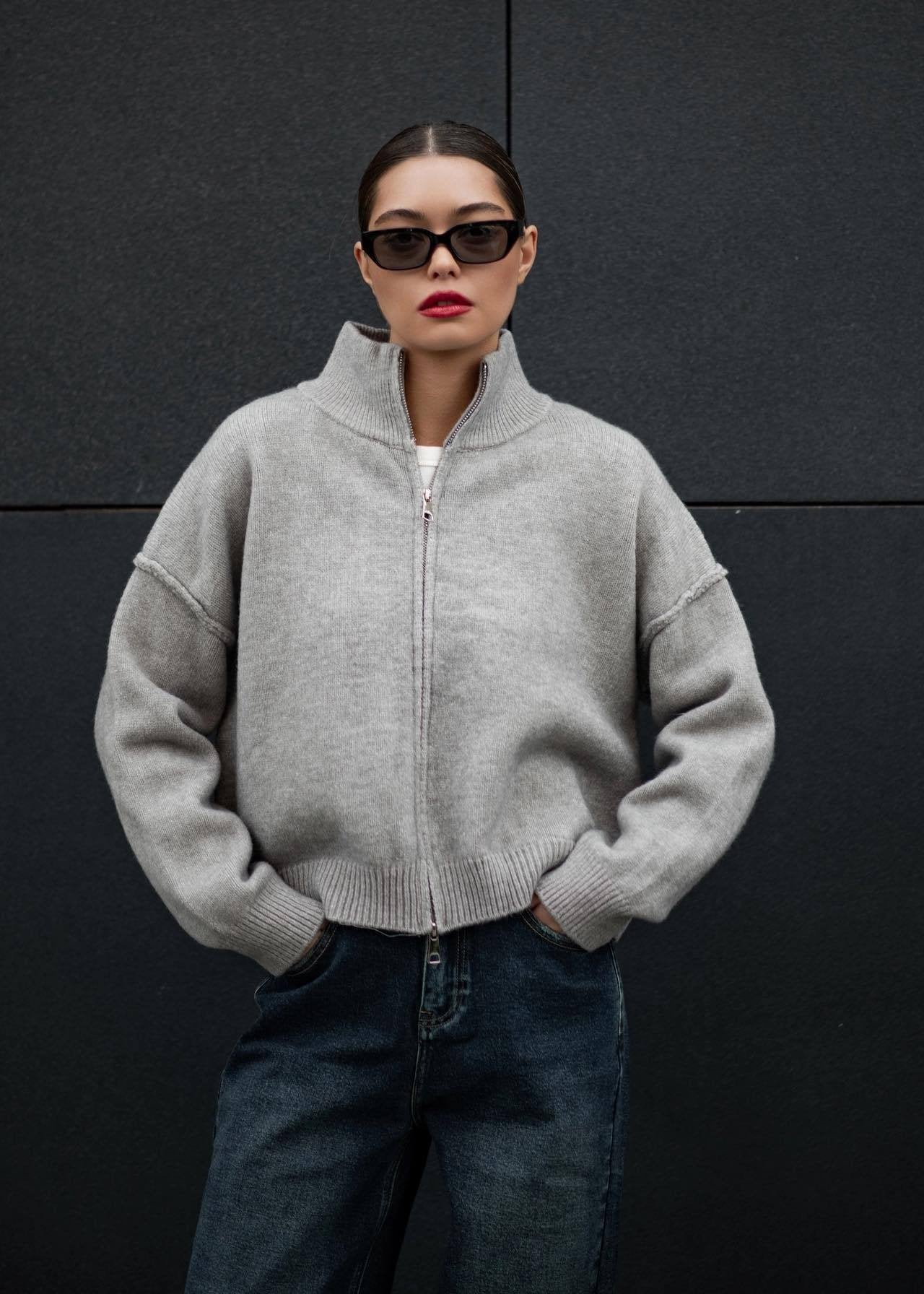 Luxe Heathered Zip-up Sweater