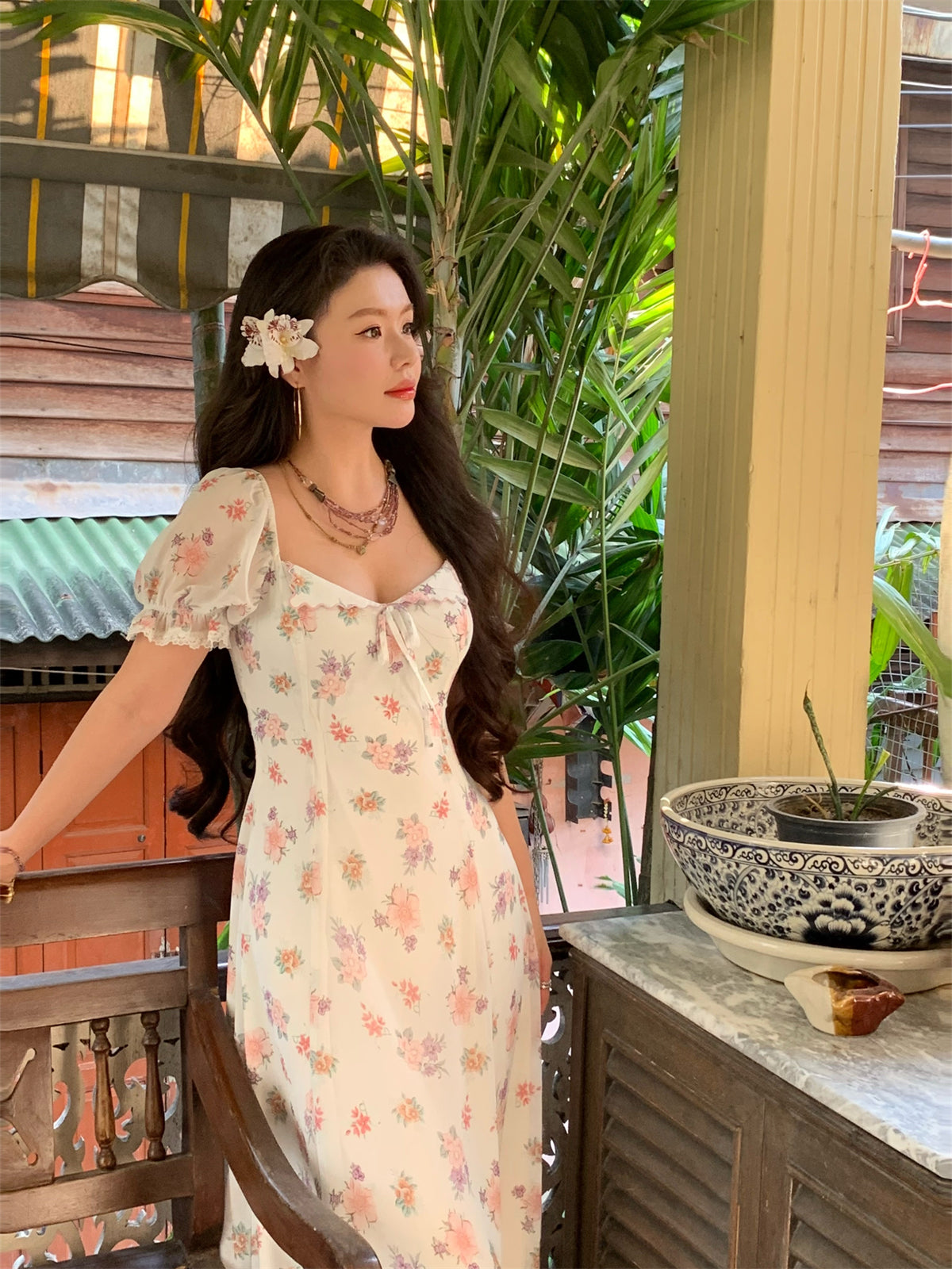 Magnolia Scent Embroidered Maxi Dress _ Graceful Edition