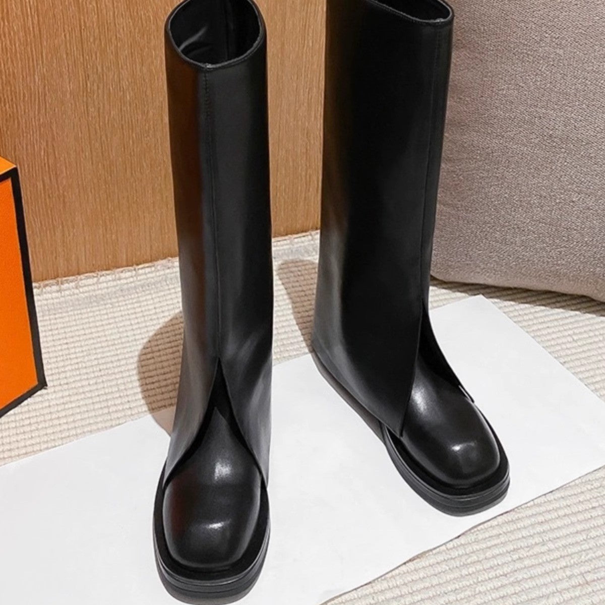 Cowhide Version Thick Bottom Pants Fried Street Boots