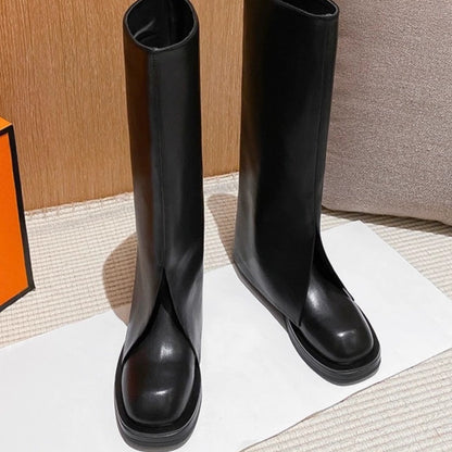 Cowhide Version Thick Bottom Pants Fried Street Boots