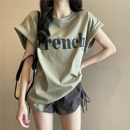 Drop Shoulder Short Sleeve T-shirt Loose