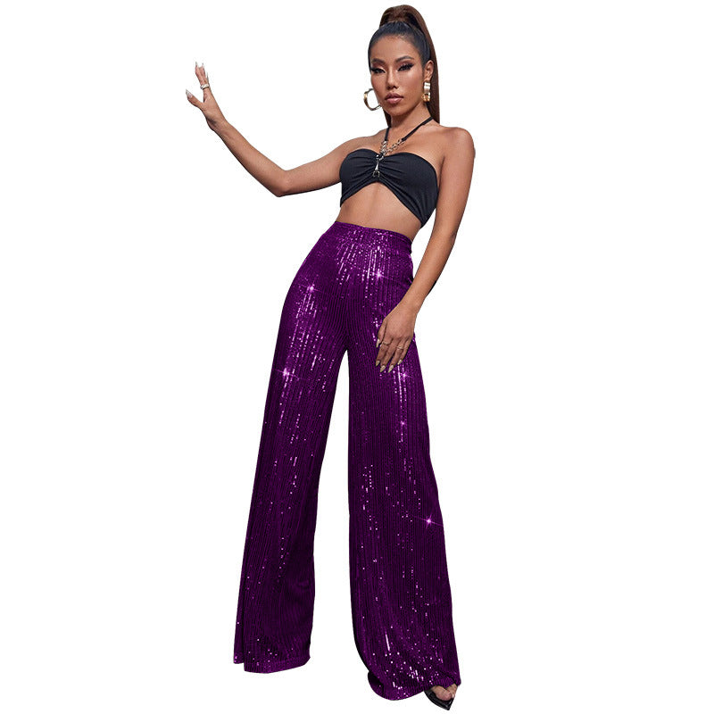 Sequined Loose Drape Pants