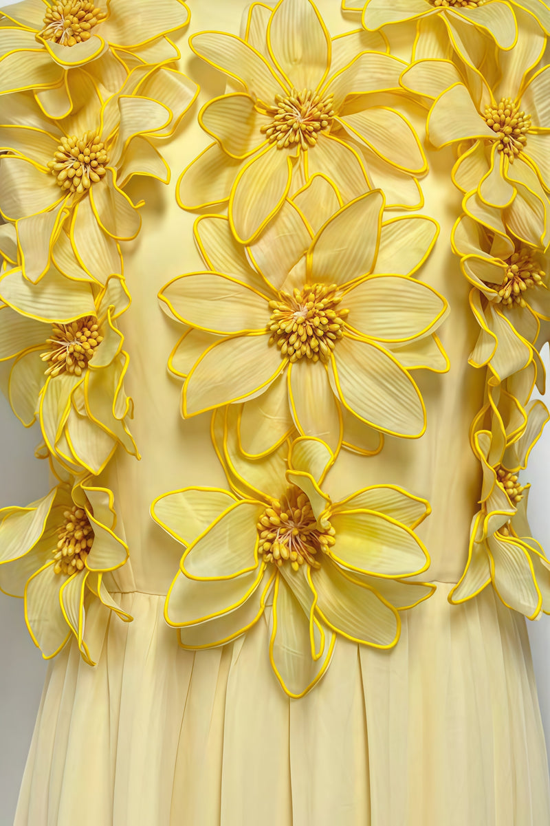 Xaelyth Yellow 3d Maxi Dress