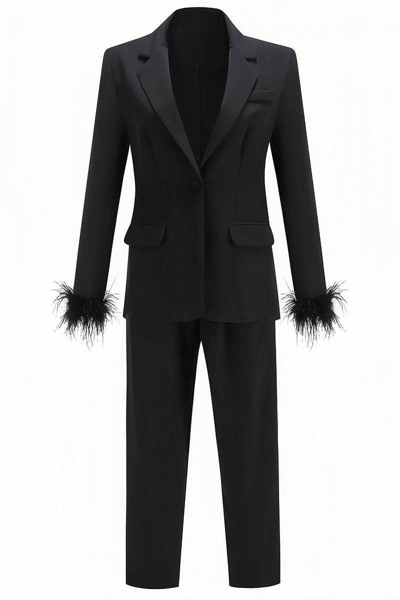 Rupok Feather Suit Trousers Two-piece Set