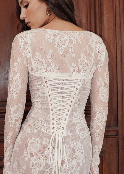 Lace Elegance - Corset-back Maxi Dress