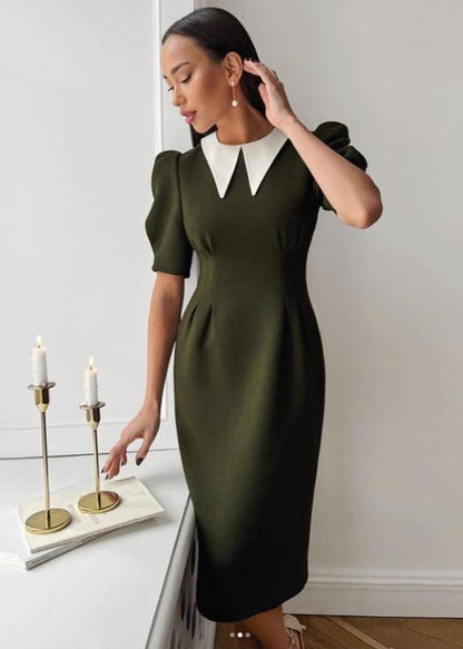 Olivia Contrast-collar Pencil Dress