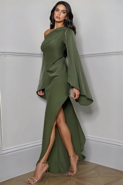 Ephai Coloured Slanting Shoulder Maxi Dress