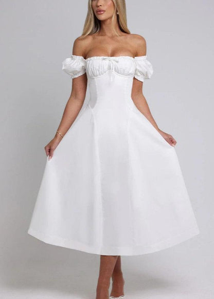 Celeste Lace-up Off-shoulder Dress