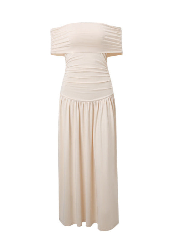 Solene – Off-shoulder Pleated Maxi Dress