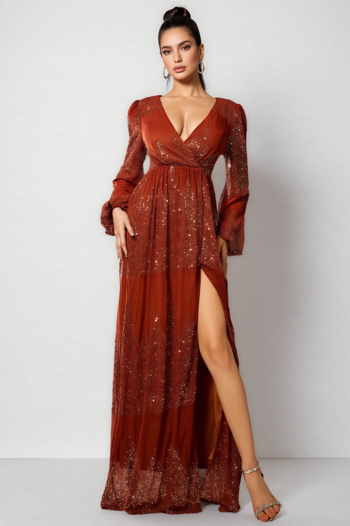 Lian V-neck Sequin Maxi Dress