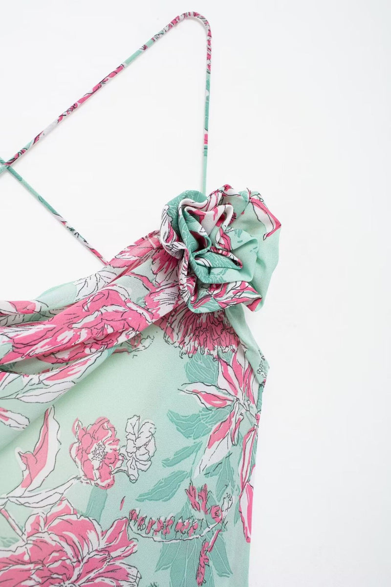 Sabina Printed Spaghetti Strap Maxi Dress