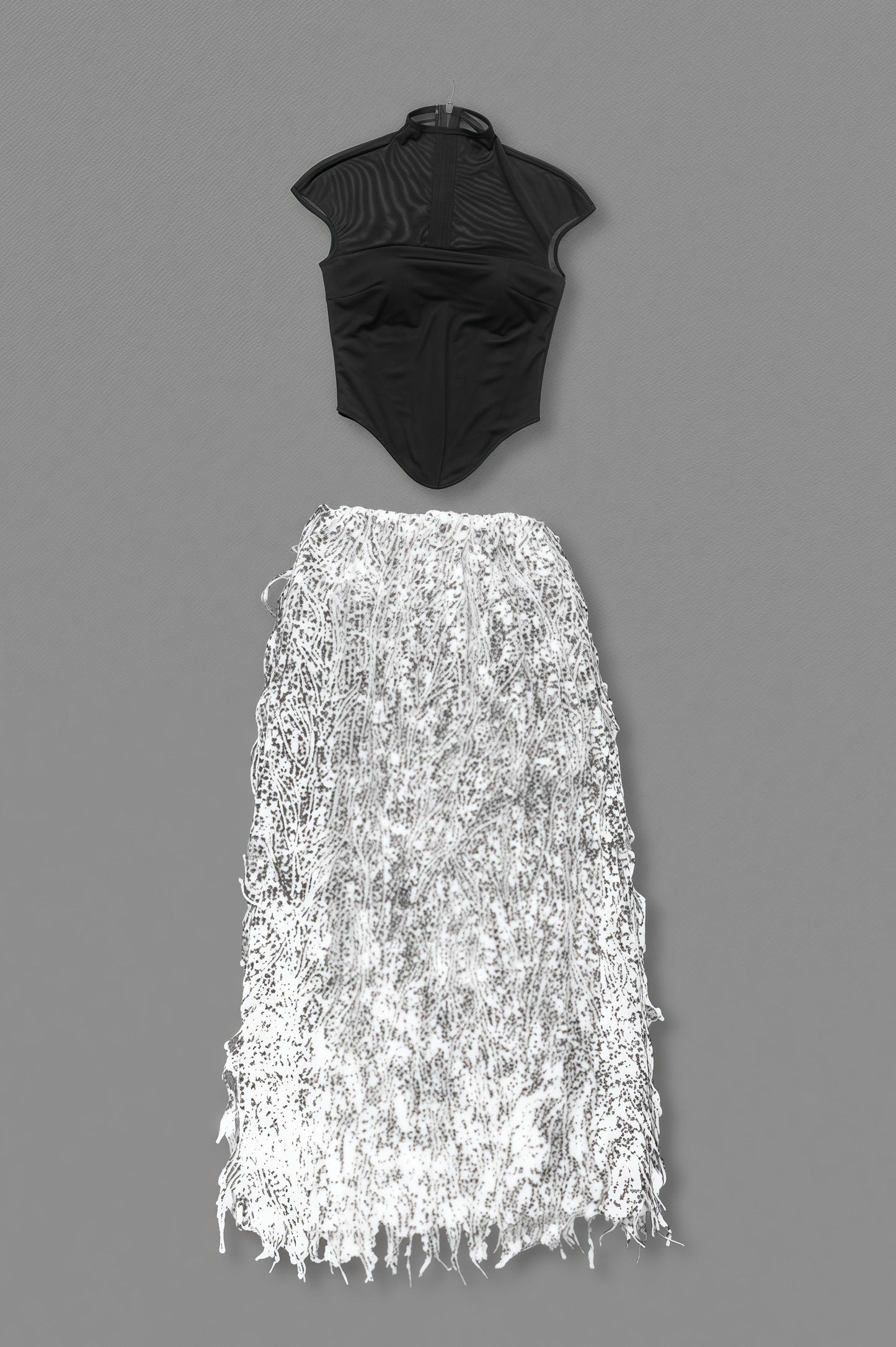 Xenia Fringe Beaded Maxi Dress Two Piece Set