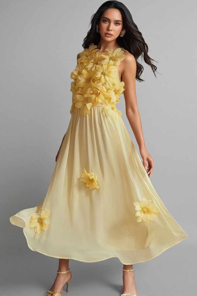 Xaelyth Yellow 3d Maxi Dress