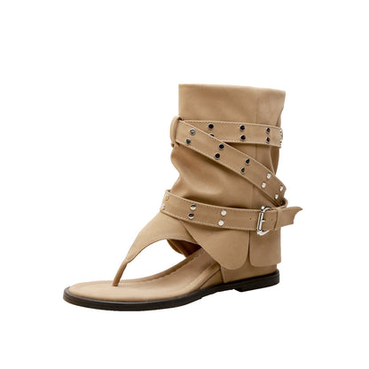 Short Tube Summer Height Increasing Insole Rivet Pants Waste Boots
