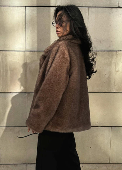 Mila Mocha Faux Fur Coat – Soft Oversized Winter Jacket