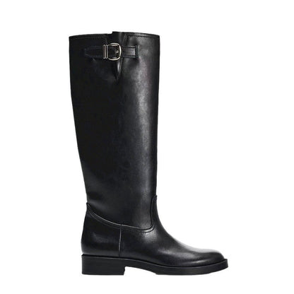 Buckle Decoration Chunky Pantyhose Round Head Thick Bottom Below Boots