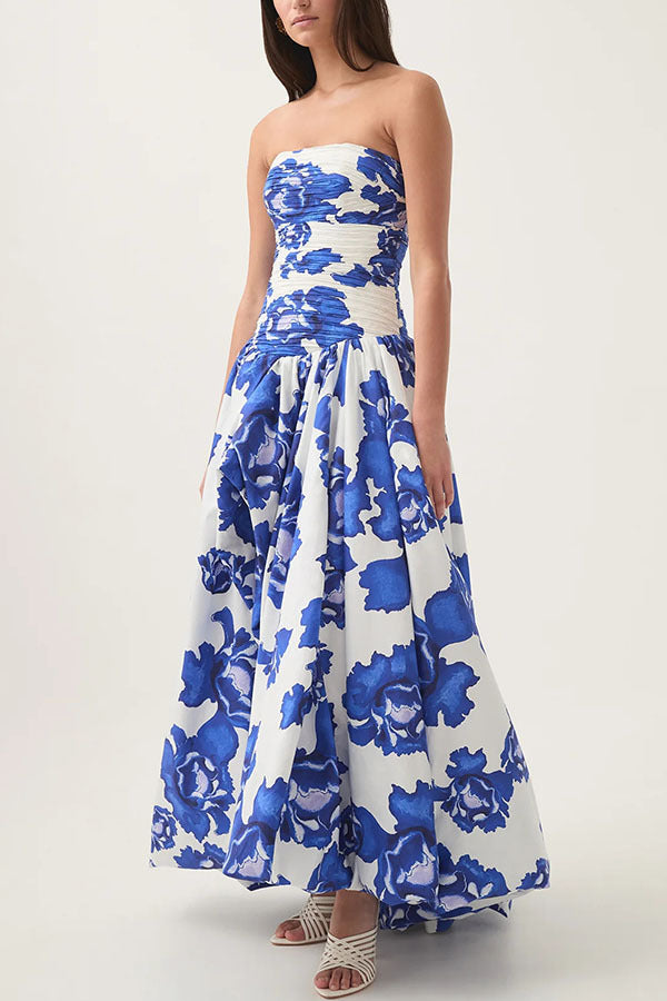 Perfect Moment Off Shoulder Ruched Bodice Drape Bubble Hem Maxi Dress