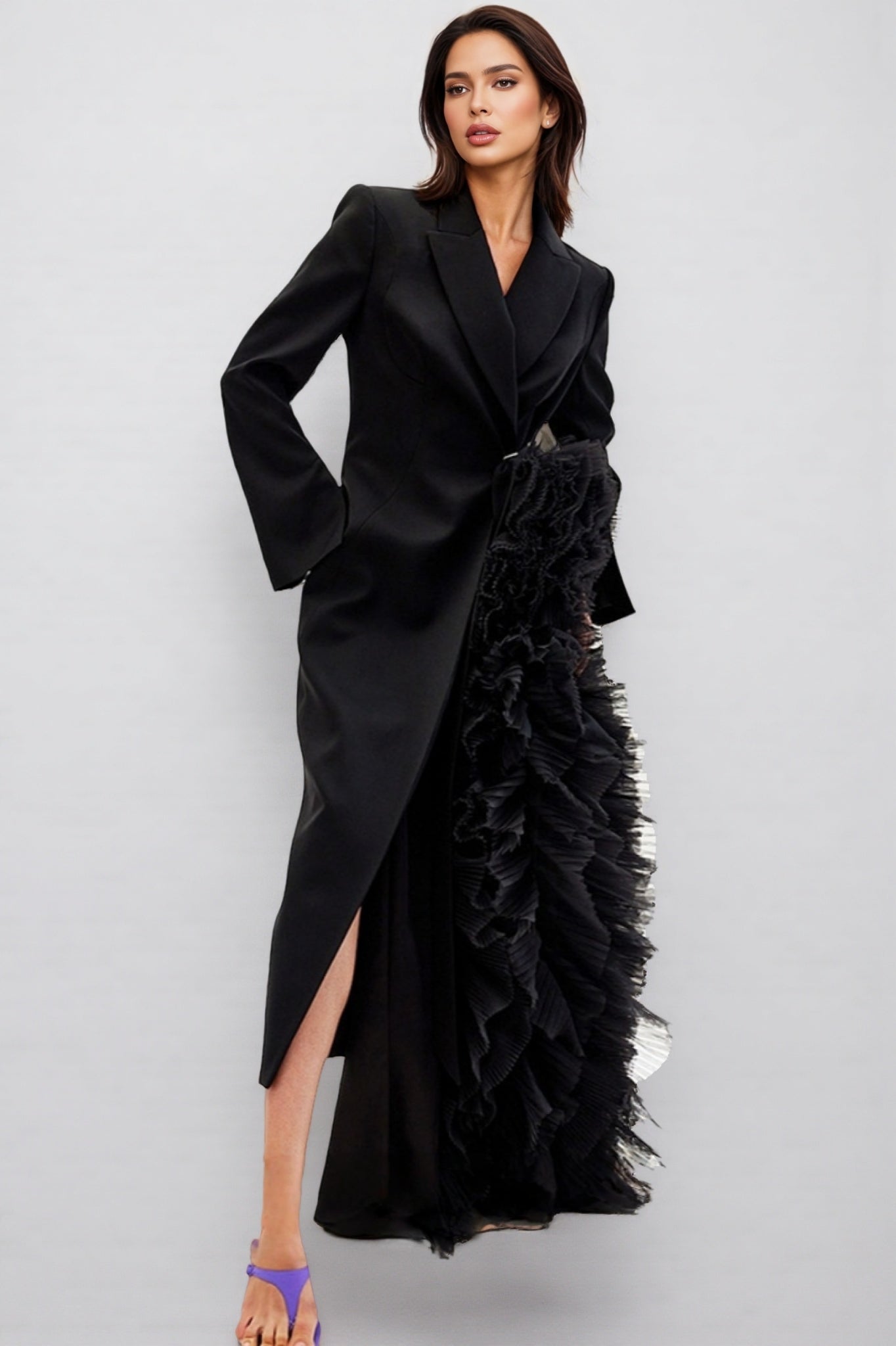 Edmund Irregularly Spliced Mesh Maxi Dress